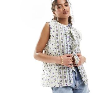 ASOS Design Quilted Vest With Bows In White $72 SOLD OUT